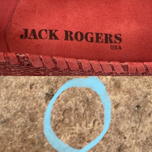 JACK ROGERS Orange Red Straw Slip On Flats Size 8M - Picture 10 of 12